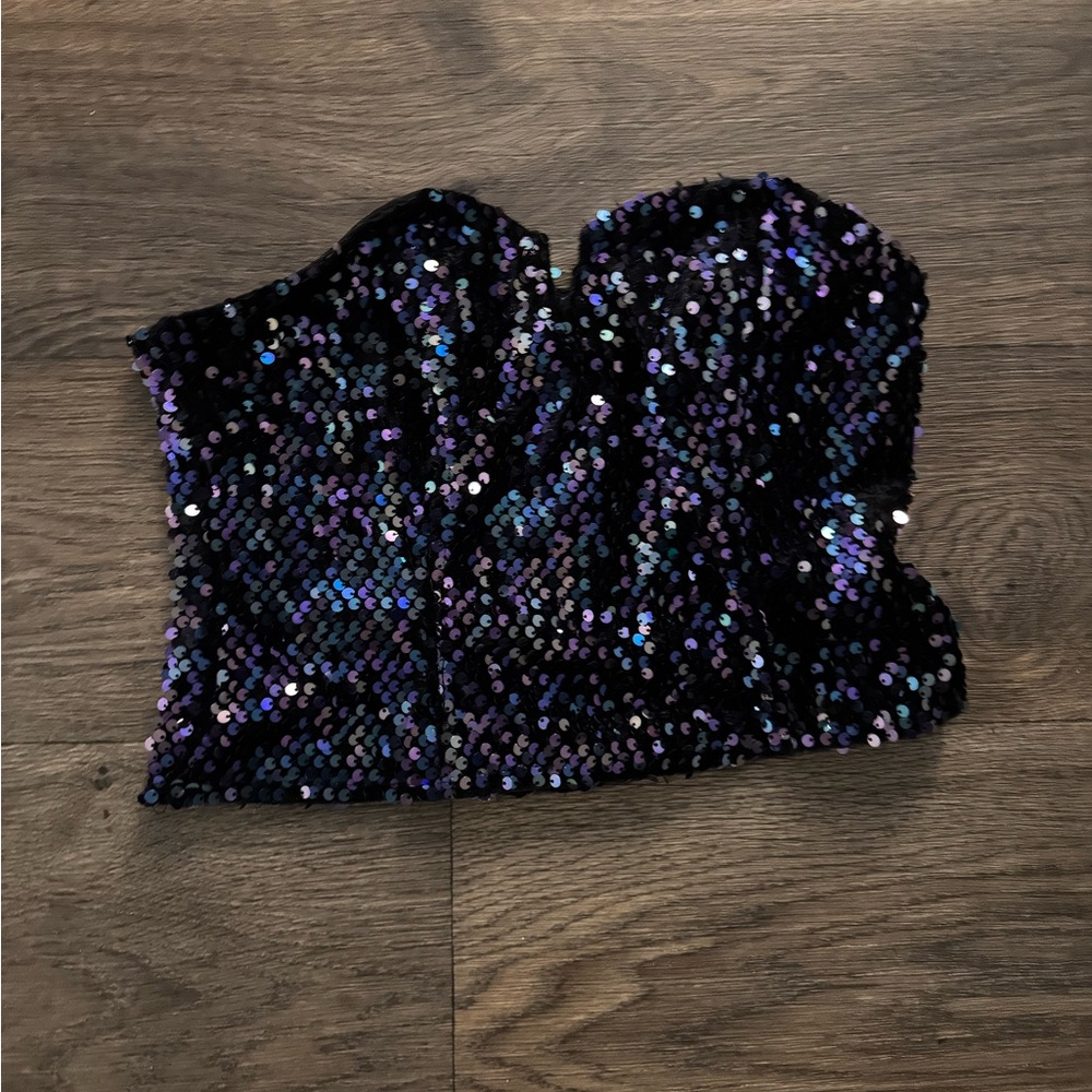SO Multicolor Velvet Sequin Bustier